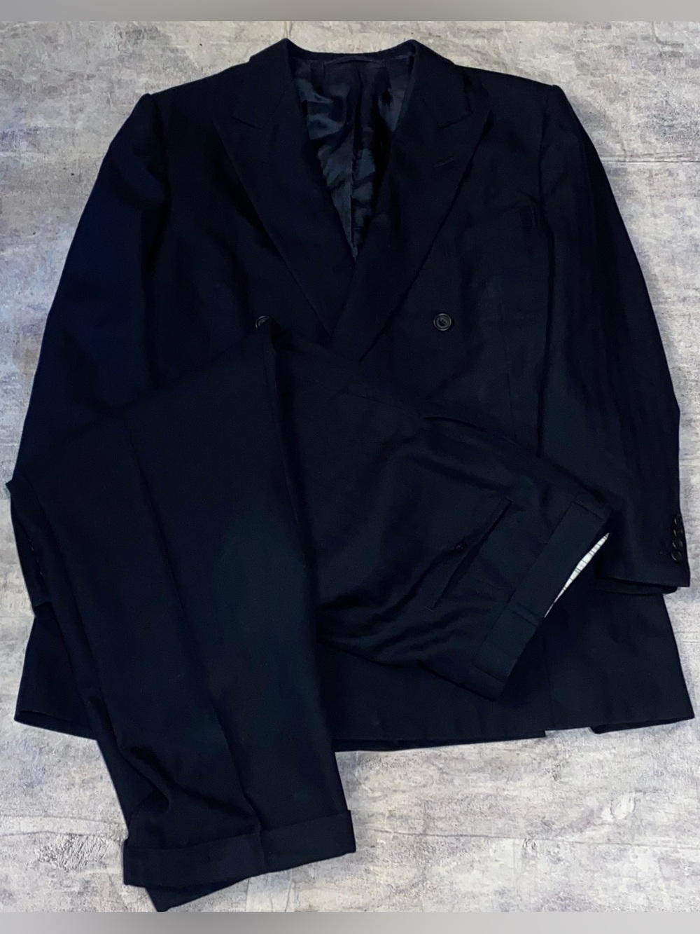 Savile Row Bespoke Burstow Logsdail Double Breasted Suit Blazer Coat Pants 44 L